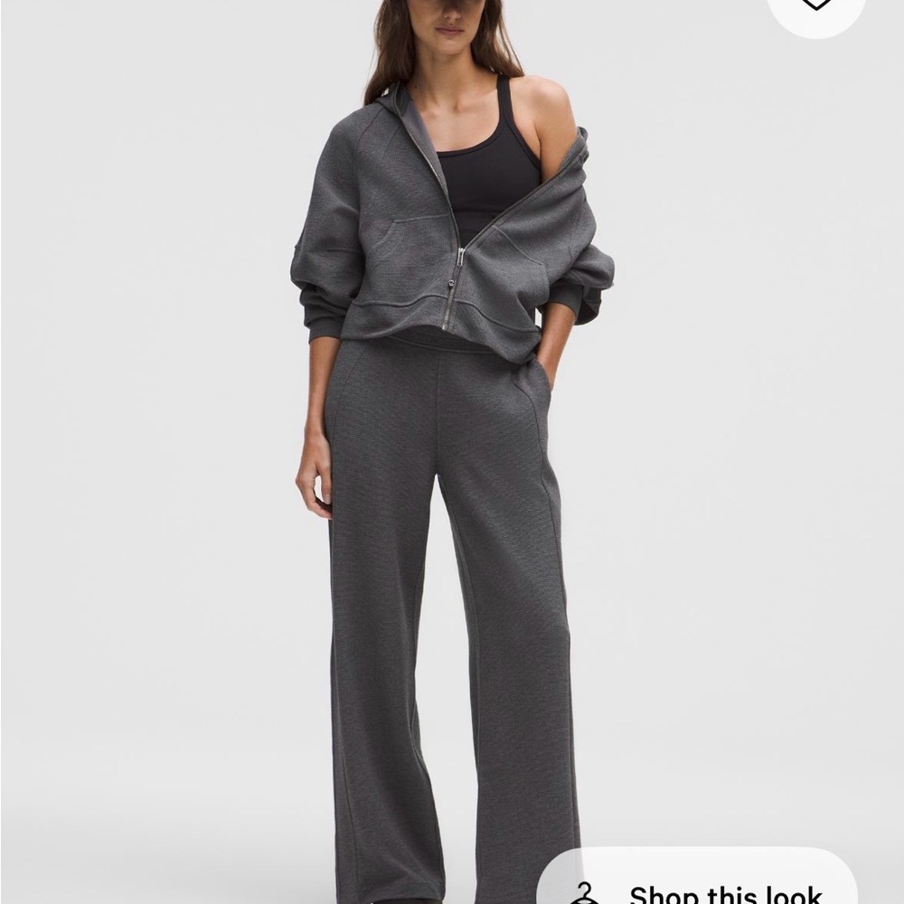 lululemon athletica Scuba Mid-rise Wide-leg pant waffle. Heathered graphite grey